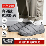 京东京造【甄选羽绒】棉拖鞋居家户外抗寒加厚保暖棉拖鞋男士水泥灰42-43