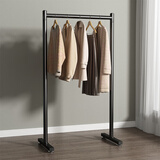 木樽简约加粗晾衣架落地阳台晒被子挂衣架单杆晾衣杆出租屋卧室晒衣架 0.8米经典黑 加粗圆管