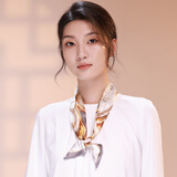 达芬奇密码真丝丝巾女桑蚕丝小领巾百搭飘带绑包头巾母亲节礼物 金光万缕