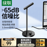 绿联USB电脑麦克风桌面电容麦电脑台式笔记本视频会议话筒游戏语音直播适用音箱内置声卡10934