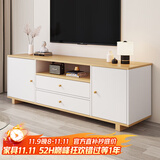 立太（LEADTEK） 电视柜北欧卧室现代简约高款小户型客厅背景桌电视机组合墙柜子 【四门】140cm四门白+橡胶木色