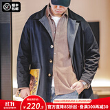 马登工装撞色巴尔玛肯风衣男美式休闲宽松中长款男士大衣全天候外套秋 藏青色 【潮流上衣/高级感痞帅】 L