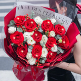 百花馆鲜花速递玫瑰花束生日礼物女士真花礼品送女友老婆同城配送当日达 【初心不负】11朵红玫+桔梗+红豆|JD268