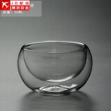 正扬 加厚耐热带把玻璃杯子透明功夫茶具茶杯品茗花茶杯水杯小咖啡杯 1个玻璃杯_双层杯