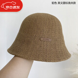 季伦诗春夏季日系透气棉麻遮阳帽时尚出游渔夫帽女春夏百搭防晒盆帽可折 驼色 英文圆标渔夫帽 均码 55-59