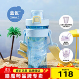 膳魔师（THERMOS）运动水杯Tritan摇摇杯健身水杯男女士时尚便携随手杯水杯TP4086 蓝色升级款(带杯带) 500ml