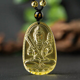 黛螺天然黄水晶本命佛吊坠项链本命年八大守护神护身符礼物 虚空藏菩萨属牛属虎佩戴 大款