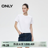 ONLY2025秋季新款简约舒适基础纯色圆领正肩短袖T恤女|125101058 A43 奶油白色 M (165) 84A