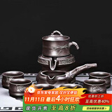 尚言坊紫砂茶具套装自动石磨懒人功夫茶具家用简约茶杯泡茶器套装 2【轻畅款】紫砂节节高升自动