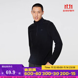 迪卡侬（DECATHLON）保暖户外抓绒衣外套男女运动宽松秋摇粒绒外套冲锋衣内胆 男款-半拉链-黑色 L