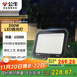 公牛（BULL）LED投光灯户外庭院工厂园林灯露营灯 IP65防水等级200W-6500K白光