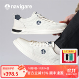 纳维凯尔（Navigare）意大利小帆船男士小白鞋2025新款舒适增高休闲鞋时尚板鞋 白色 41 （顺丰速发）