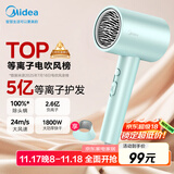 美的（Midea）5亿等离子护发电吹风 家电国家补贴吹风筒 1800W大功率 负离子吹风机 FJ308 节日/生日礼物推荐