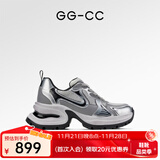 GG-CC【明星同款】月落星河银色厚底老爹鞋女百搭秋季新款G23X4317 银色 皮面 37