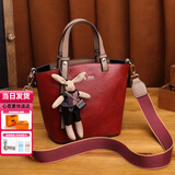 喵小姐轻奢高端品牌女士包包女包新款复古单肩斜挎包手提菜篮子水桶女包 红色(本命年招财转运过年手拎包)