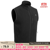 迪卡侬男士秋冬马甲MH120户外保暖摇粒绒拉链背心黑色2XL 1406398