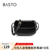 百思图商场同款时尚百搭潮流复古迷你马鞍包单肩斜挎包女X2782DX2 黑色 F