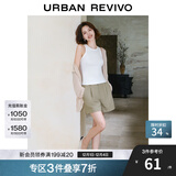 UR2025夏季新款女装休闲简约后松紧腰卷边短裤UYY650023 卡其 XS