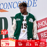 准者棒球服夹克外套男装2025秋冬新款美式复古PU皮袖休闲宽松运动开衫 909青瓷绿 XL