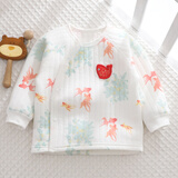 小三月新生婴儿保暖内衣夹棉上衣0-2岁秋冬季男女宝宝薄棉开衫外套 A055锦鲤 按扣 66 cm 建议11-16斤