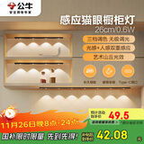 公牛（BULL）感应猫眼橱柜灯磁吸充电山丘光效展柜玄关氛围小夜灯 黑26cm三色