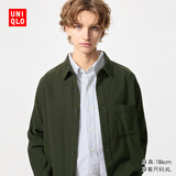 优衣库男女装法兰绒衬衫长袖衬衣纯棉薄外套25新款478118 480773 478118/59墨绿色 M