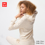 优衣库女装可机洗纽花针织连帽套头衫/25秋冬新款478871 01 乳白色 L /160/88