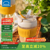 乐扣乐扣（LOCK&LOCK）咖啡杯耐热玻璃水杯子男女学生便携式双饮吸管杯随手杯350ML黄色