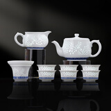 景德镇（jdz）陶瓷茶具套装中式非遗青花玲珑功夫茶具家用高档乔迁礼物喜上眉梢