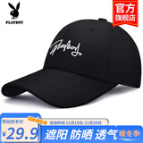 花花公子（PLAYBOY）帽子棒球帽鸭舌帽休闲街头嘻哈情侣防晒遮阳帽弯檐男女通用 【黑色手写字母】