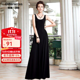 帝弗润驰春夏及踝长款连衣裙a字裙黑色吊带背心长裙打底裙拖地裙 黑色 3XL