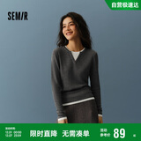 森马（Semir）森马毛衣女短款假两件含羊毛针织衫24冬新款保暖内搭109724107015