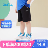 361°儿童短裤夏季男女童3-12岁透气运动裤梭织五分裤 黑 120