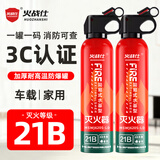 火战仕车载灭火器汽车私家用21B水基灭火器瓶耐高温防爆新能源消防器材 620ml 水基 *21B灭火器*2瓶