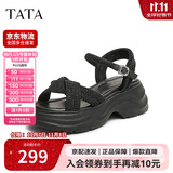 他她TATA休闲厚底凉鞋女鞋法式气质时装凉鞋2025夏季CXT01BL5 黑色 37