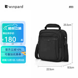 WINPARD/威豹商务男包手提公事包休闲单肩包出差男包斜挎包 黑色(标准版四层袋可放9.7寸平板