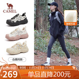 骆驼（CAMEL）登山鞋休闲鞋女3.0闪电丑萌鞋 L24A202722R 米/银/黑(加绒) 36