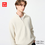 优衣库男女装souffle yarn舒芙蕾半拉链针织衫毛衣毛衫新款478546 01 乳白色 L /175/100A