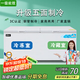 北极川冰柜商用智能温控卧式大容量冷柜家用冷藏冷冻展示柜冰箱保鲜柜雪糕柜 五面制冷|双温双箱|长1.45米|升级内胆698白