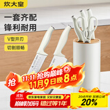 炊大皇 菜刀厨房刀具套装5件套套刀家用切菜刀抗菌刀座剪刀厨具套装刀具
