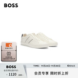 BOSS博斯男士光面和粒面混合人造皮革运动鞋 101-米色 41