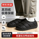 京东京造【甄选羽绒】棉拖鞋男居家户外加厚保暖棉拖鞋女士夜色黑39-40