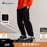 Champion冠军卫裤男秋季新款美式束脚长裤抽绳运动校园舒适加绒裤子女 黑色 L