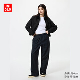 优衣库女装法兰绒舒适长裤/全棉柔软宽松直筒休闲裤 新款478849 09 黑色 M