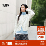 森马（Semir）森柔|针织开衫女冬季短款绞花肌理圆领毛衫打底上衣101724106001