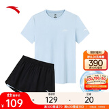 安踏速干套装丨运动短袖短裤两件套女夏季冰丝跑步吸湿透气羽毛球服