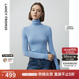朗姿【朗姿羊毛Basic衣橱】纯羊毛法式毛针织衫冬季新款修身长袖毛衣 天蓝色2 2XL