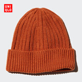 优衣库男装女装HEATTECH针织帽子毛线帽防寒保暖478303 26 橙红色 均码(45 cm)