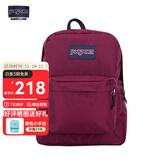 JANSPORT杰斯伯双肩包女学生旅行包26L旅行轻便透气书包男背包 4QUT04S 深紫酒红-侧边袋