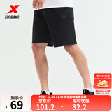 特步门店同款梭织五分裤男子速干透气轻薄跑步运动裤男子976229970134 正黑色-0134（五分裤） S